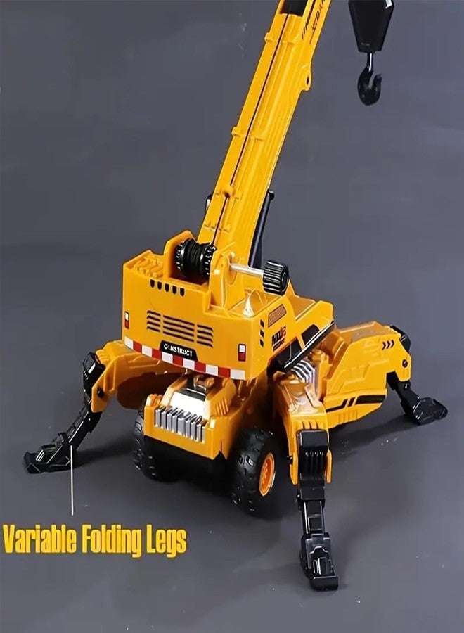 PROBABE 1:50 Diecast Friction Powered Lifting Long Crane Toy with Cable 360 Degree Rotating Towing Model Toy with Movable Wheel Construction Vehicles Truck for Kids Boys Girls - Image 4